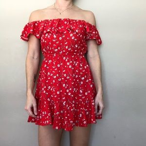 Off the shoulder floral mini dress